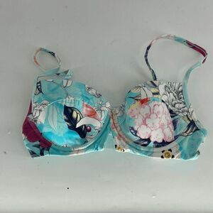 Seafolly Modern Love Womens Iceburg Floral New V Wire Bustier Bikini Top US 6